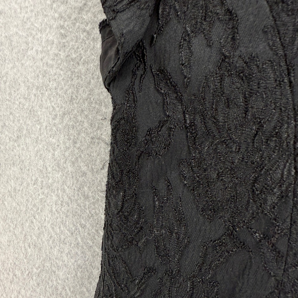 Hampton Nites Vintage 90s Black Lace Silver Brocade Rhinestone Cap Sleeve Blouse - Picture 9 of 14